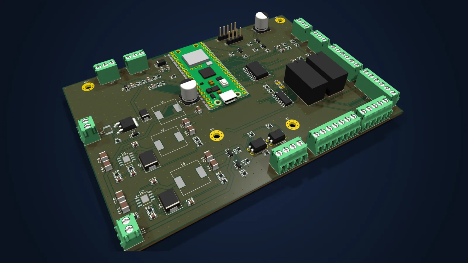 3D render of the Pico 2 W board — revision 0.1