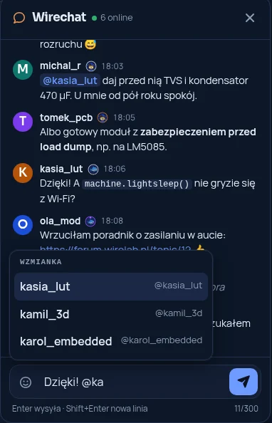 Wzmianki, emoji i formatowanie