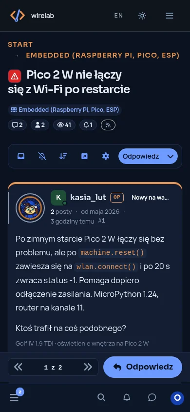 A topic header with the problem icon on a phone