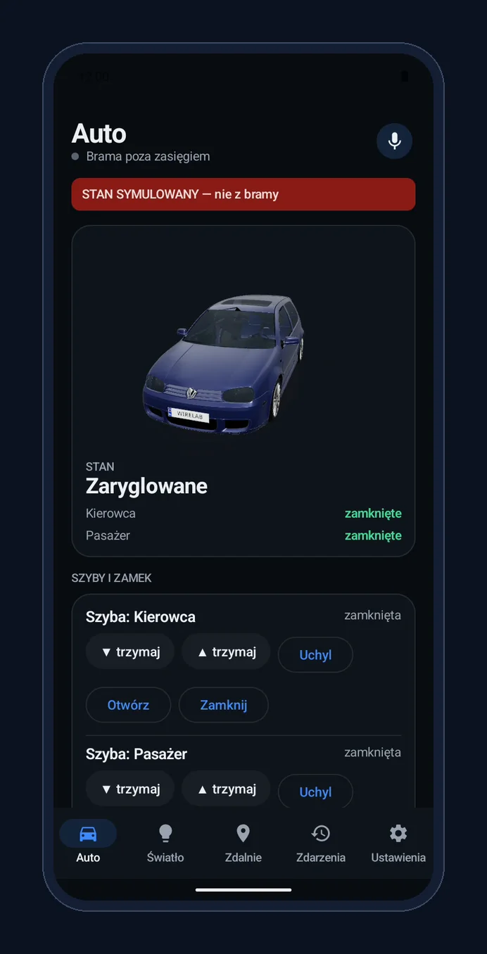 Car panel with a 3D Golf IV model